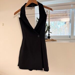 Dynamite Open Back Collared Blazer Romper NEW